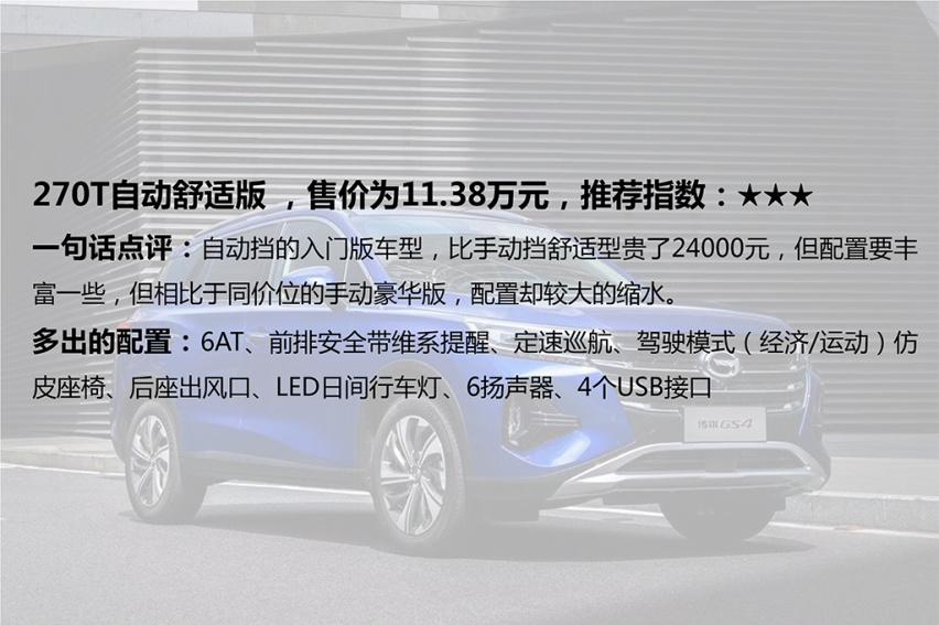自主紧凑型SUV新选择 传祺GS4买哪款最划算？