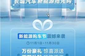 百万补贴 长城汽车新能源购车节11.11狂欢购【新闻稿件】