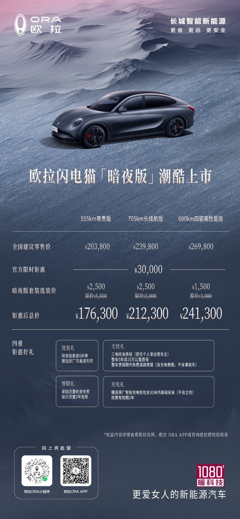 欧拉闪电猫暗夜版上市 打造纯电轿跑新标杆