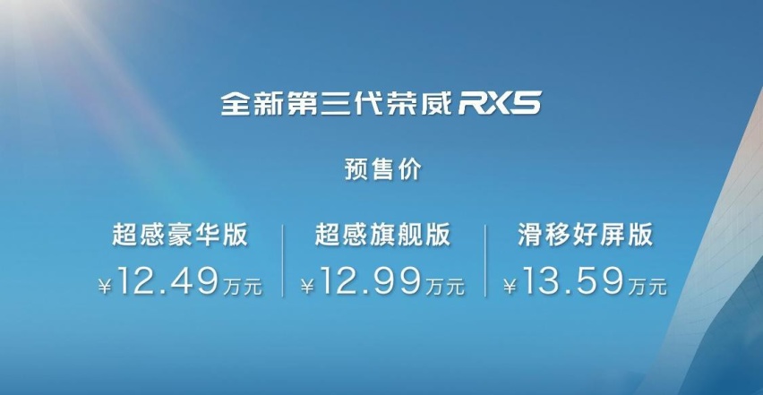 12.49万元起，全新荣威RX5家族开启预售，提供两种动力可选