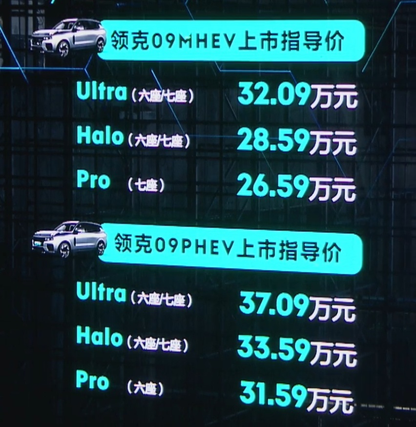 售26.59万-37.09万元 豪华智能旗舰SUV领克09上市