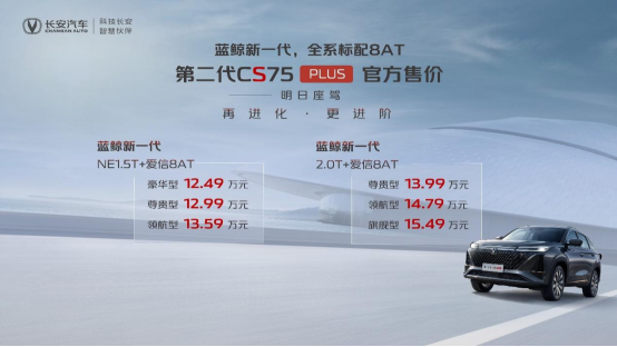 全系标配8AT售价12.49万元起 第二代CS75PLUS正式上市
