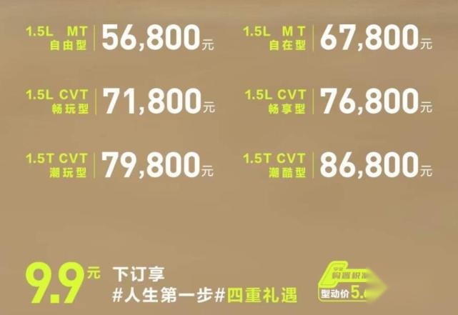 白菜价！搭载1.5L/1.5T动力，五菱星驰售5.68万元起