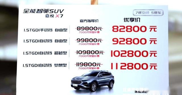 江淮全新嘉悦X7正式上市 售8.28万起
