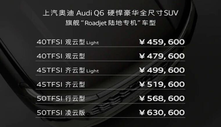 比宝马X5L便宜一大截！6座/7座可选，上汽奥迪Q6售45.96万元起