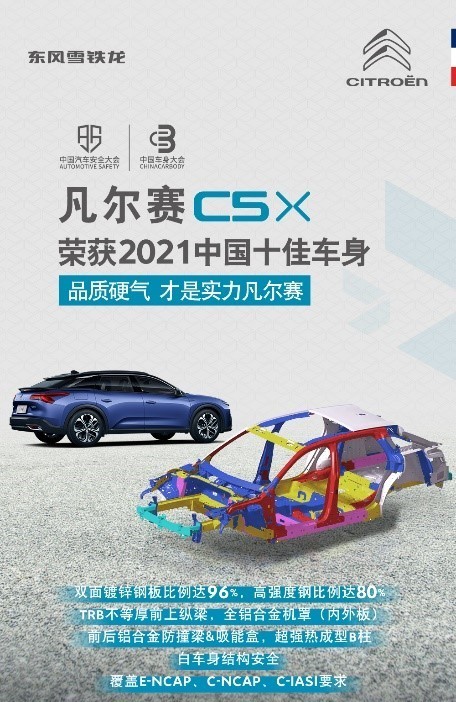 东风雪铁龙凡尔赛C5 X荣获“2021中国十佳车身”