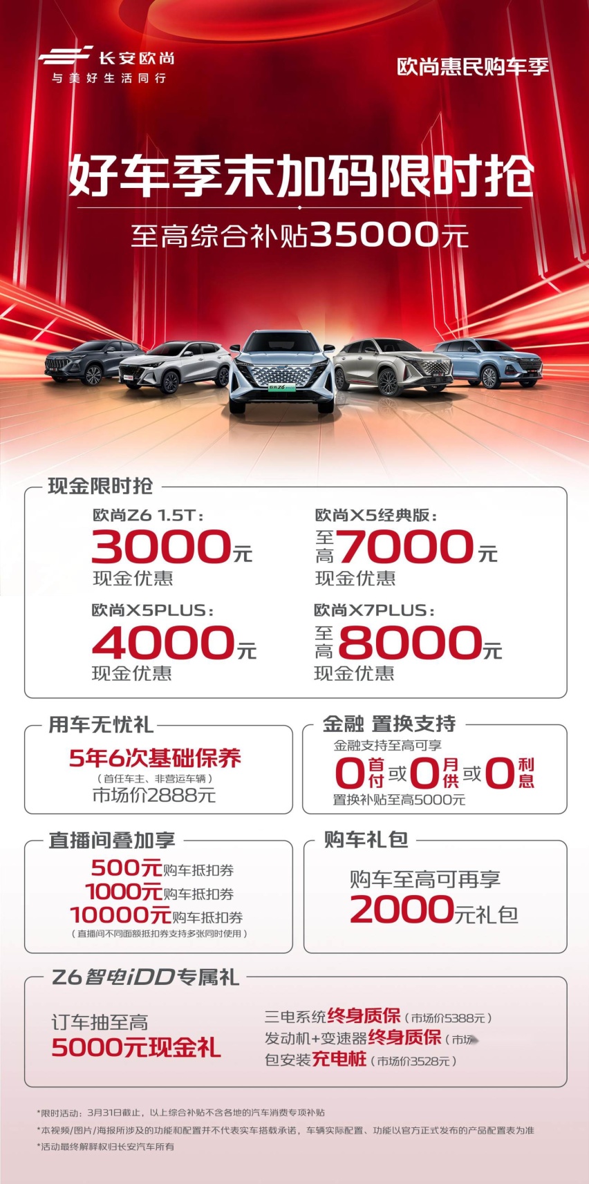 3万5的优惠直接给，欧尚好车季末限时抢