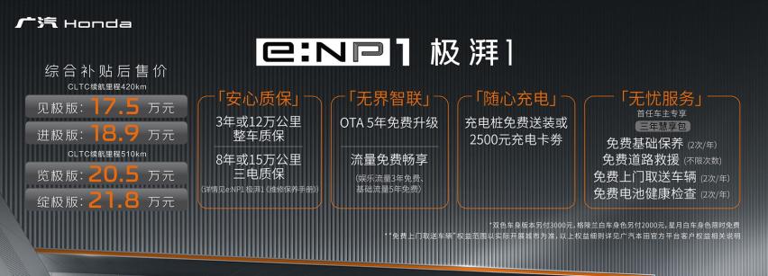 合资纯电新选择，广汽Honda e:NP1极湃1上市