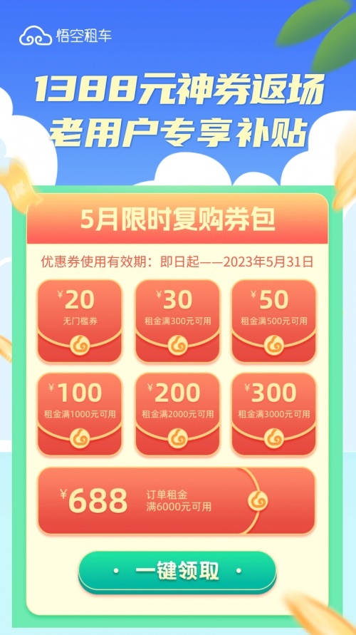 超千元老用户礼包上线，悟空租车助力自驾旅游热