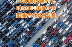 上市车企一季度净利润TOP20：比亚迪狂赚91亿，蔚来亏68亿垫底