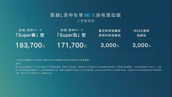 售17.17万起，星越L雷神Hi·X混动版正式上市