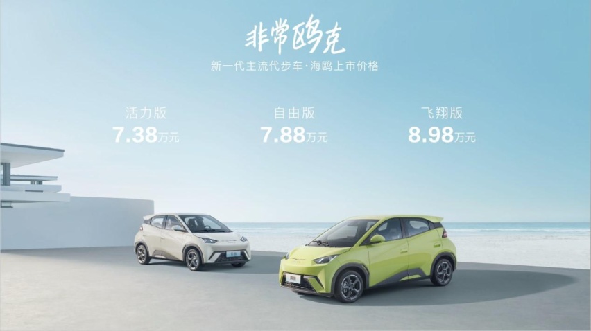 售7.38-8.98万元,比亚迪海鸥上市主打“主流代步车”