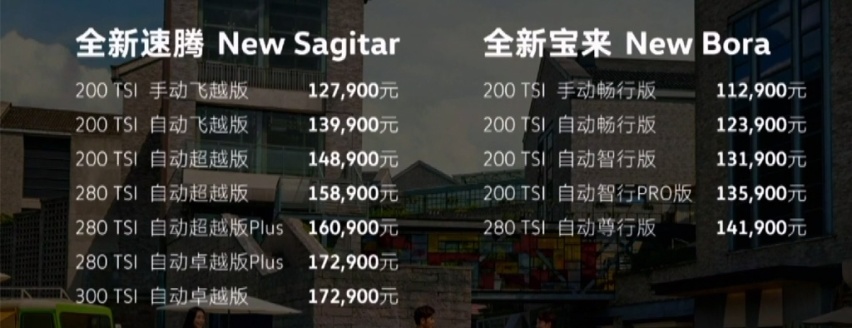 售价11.29万元起，新款速腾/新款宝来正式上市