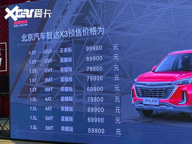 北汽智达x3预售5.99-9.99万元 配智能ai系统