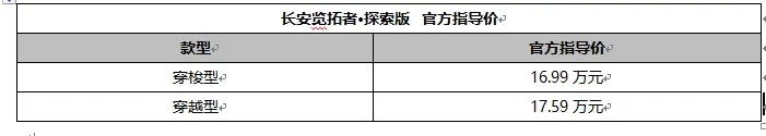 16.99万元起 长安览拓者·探索版拓境上市