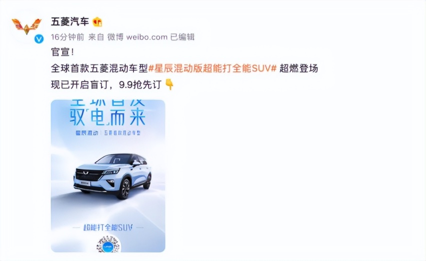 五菱造人民需要的混动，首款混动官宣或售12万元，不输合资混动