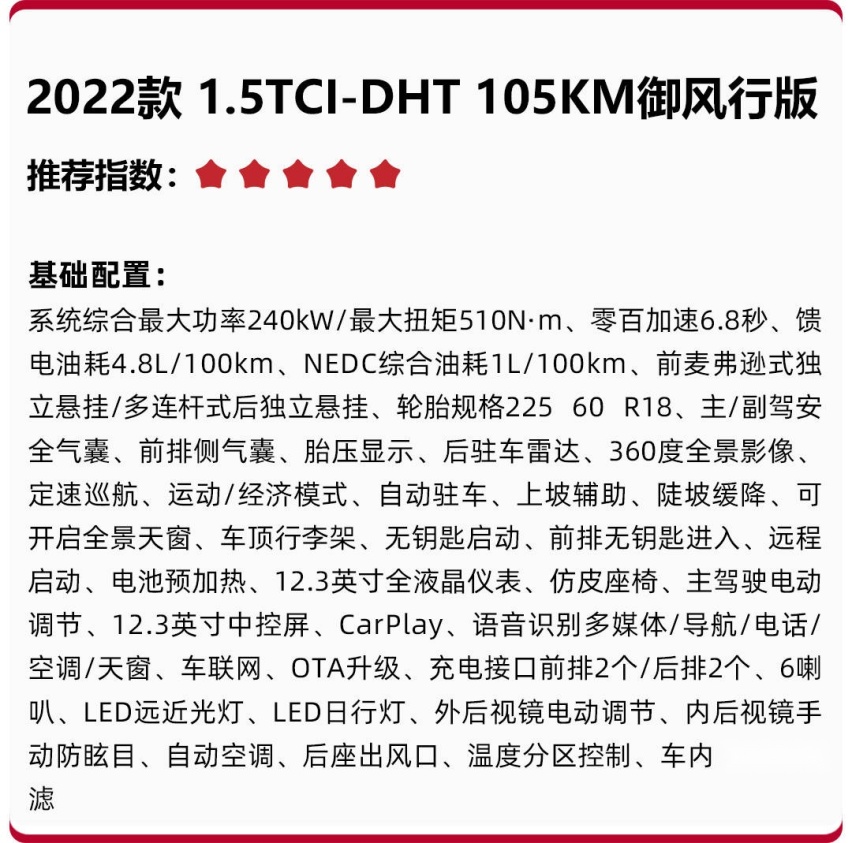14.98万起，百公里综合油耗1升，星途追风ET-i怎么选更值？