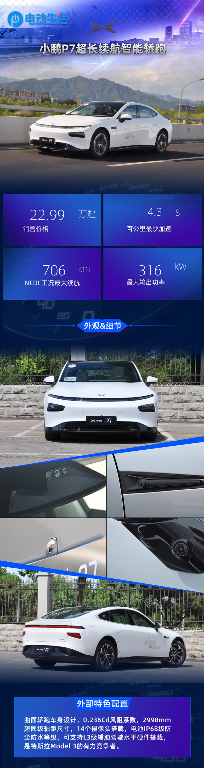 一图到底：小鹏P7超长续航智能轿跑 对标Model 3