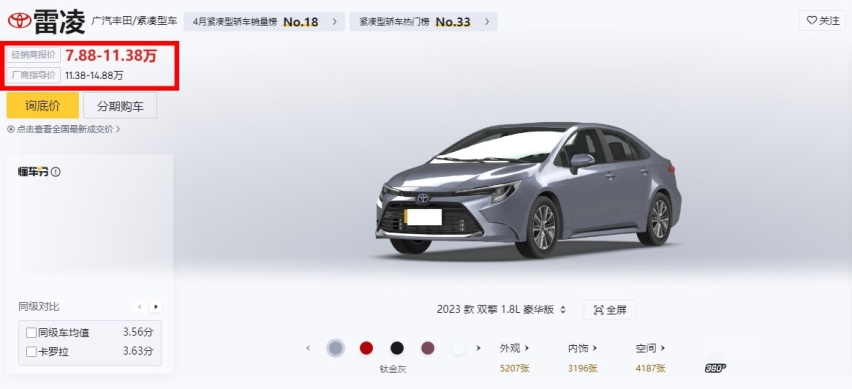 丰田雷凌终端现已低至7万多，网友却说这得要感谢比亚迪？