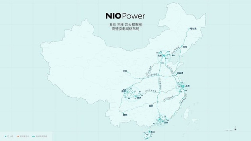 ​蔚来发布高速换电网络，明年全部贯通，加电比加油更方便