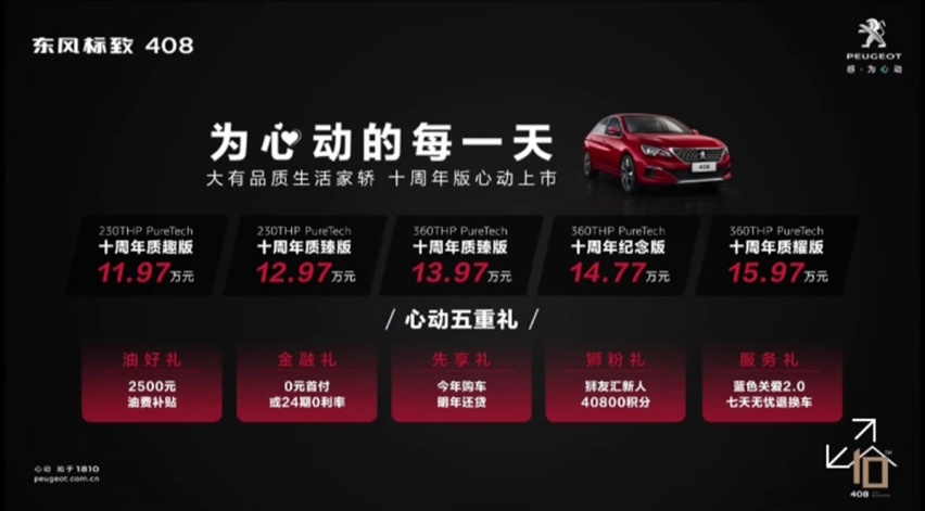 配置更丰富，动力不变，东风标致408十周年版正式上市