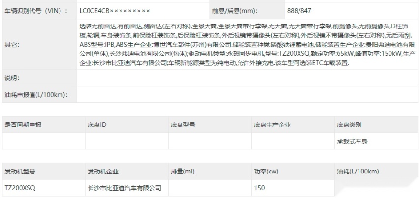 Dragon Face3.0 比亚迪元PLUS申报图 配150kW电机