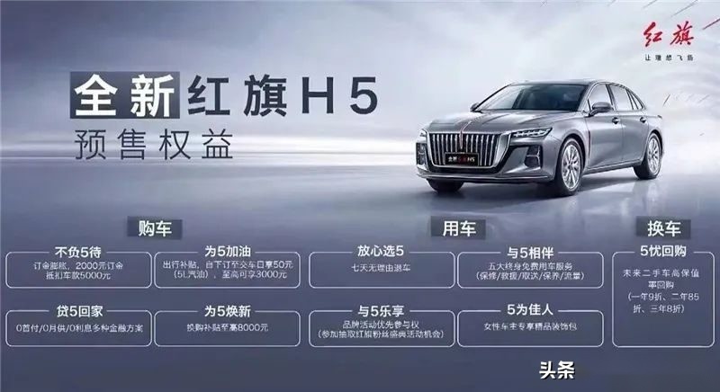 高科技智捷座驾全新红旗H5预售17万起,人称小号“红旗H9”