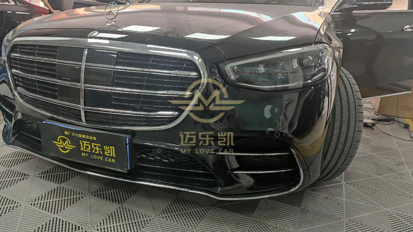 广州22款奔驰S400L改装原厂前杠运动包围