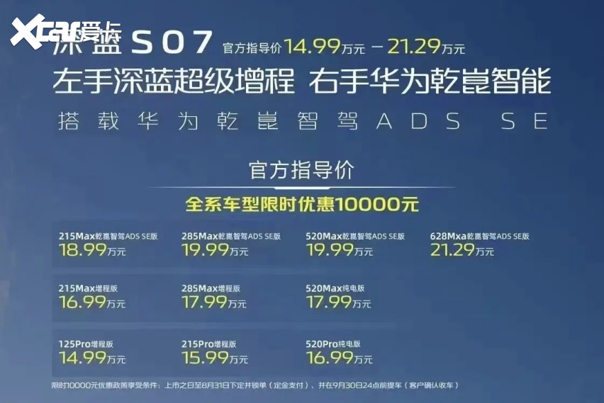 深蓝S07上市了，20万以内拥有华为乾崑智驾，中型SUV刮起智驾风