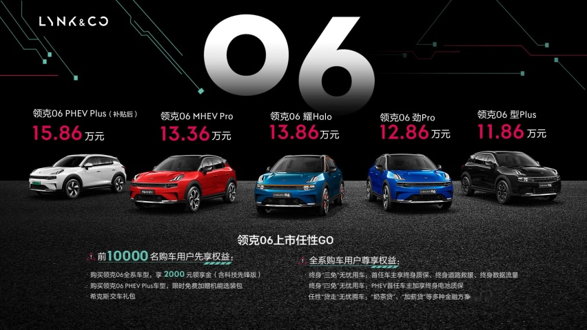 年轻活力机能SUV领克06 正式上市 11.86万起售 这个