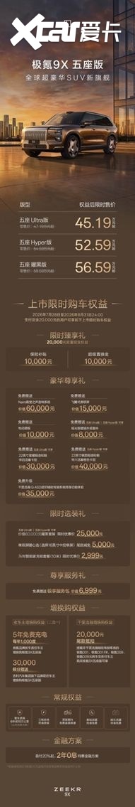 限时售价45.19万元起，极氪9X五座版正式上市