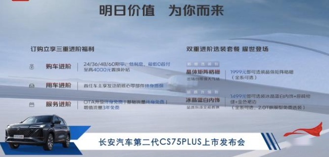 12.49万起 两种外观风格+全系标配8AT，长安第二代CS75 PLUS上市