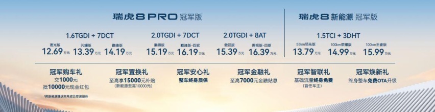 12.69万元起，瑞虎8家族再添冠军猛将!