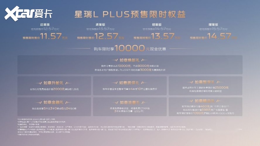 预售限时售价11.57万元起 B级豪华旗舰轿车就选星瑞L PLUS