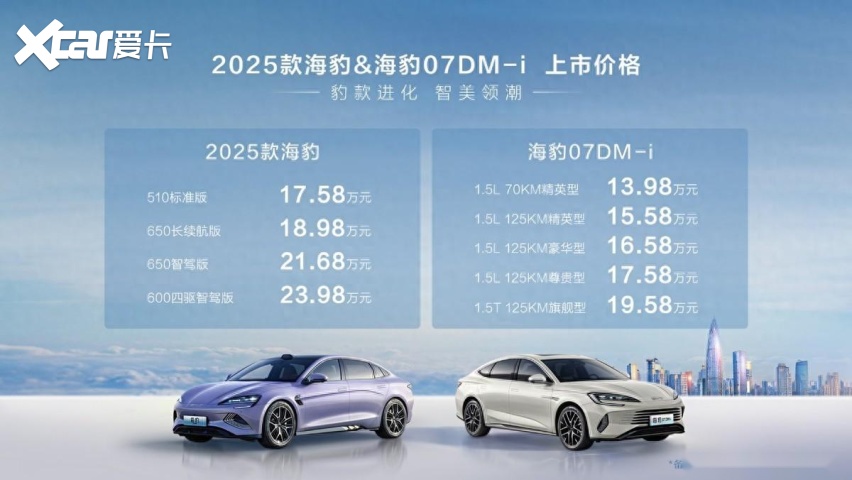 比亚迪2025款海豹17.58万起/海豹07DM-i+13.98万起