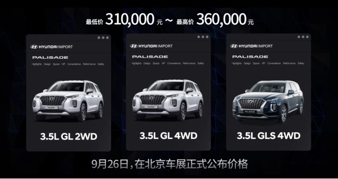 31万元起 进口现代大型SUV帕里斯帝开启预售