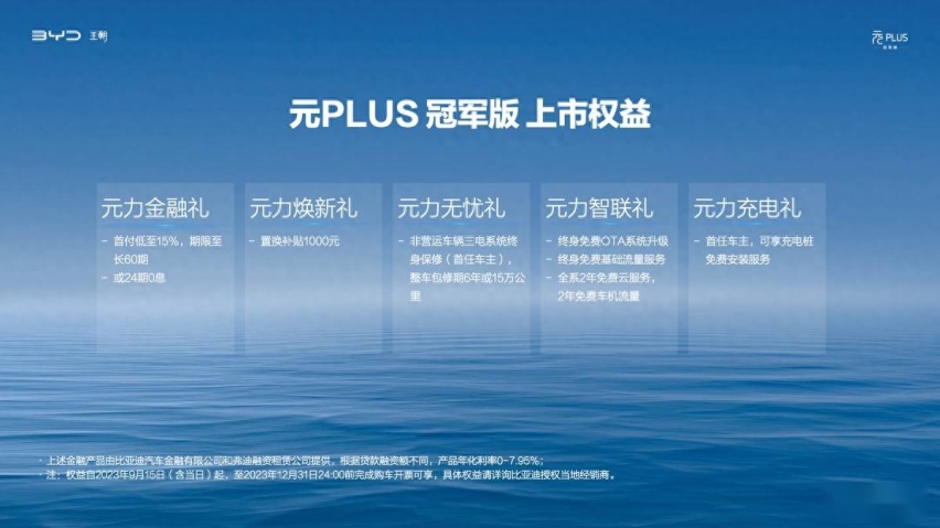 元PLUS冠军版13.58万元起，“全球车”四大焕新