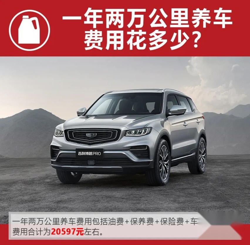 每月养车需花1716元，吉利博越PRO购车、养车成本详解