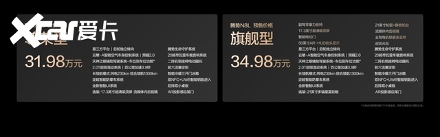 大六座安全豪华SUV腾势N8L正式开启预售,预售价31.98万起