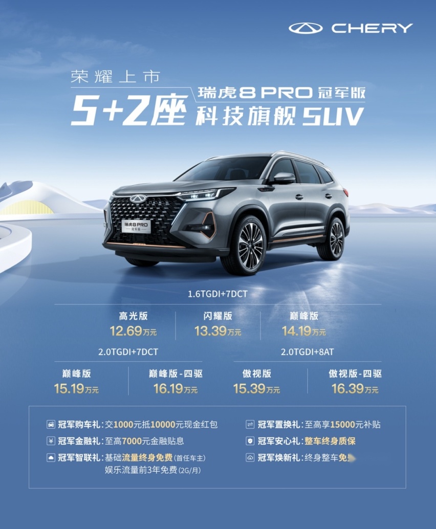 综合实力强，终身质保是亮点，瑞虎8 PRO冠军版上市