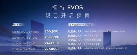 22.78-26.08万元，长安福特EVOS开启预售