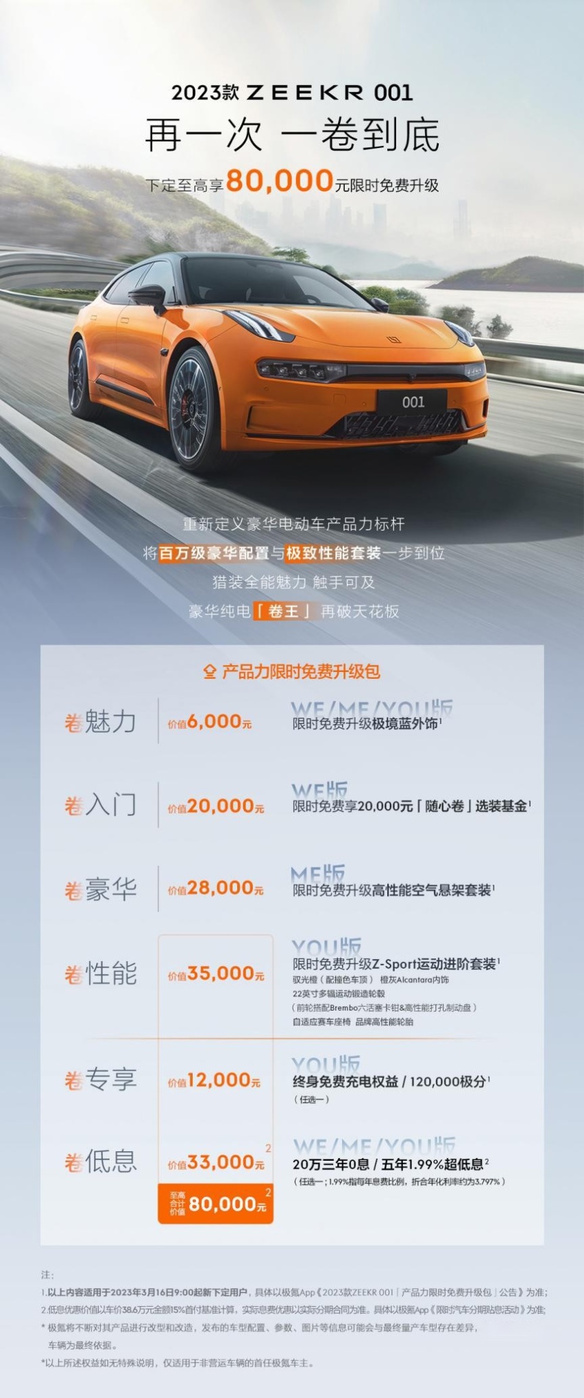极氪001产品力捅破天花板，限时免费升级包最高价值达8万元