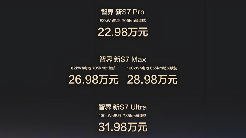 智界新S7，起售价下调2万，标配800V、配色更多，销量还得涨？
