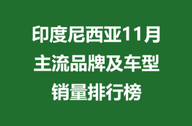 印度尼西亚11月主流品牌及车型销量排行榜