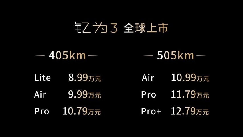 终极技术铸就终极产品！钇为3全球上市 8.99万元起售