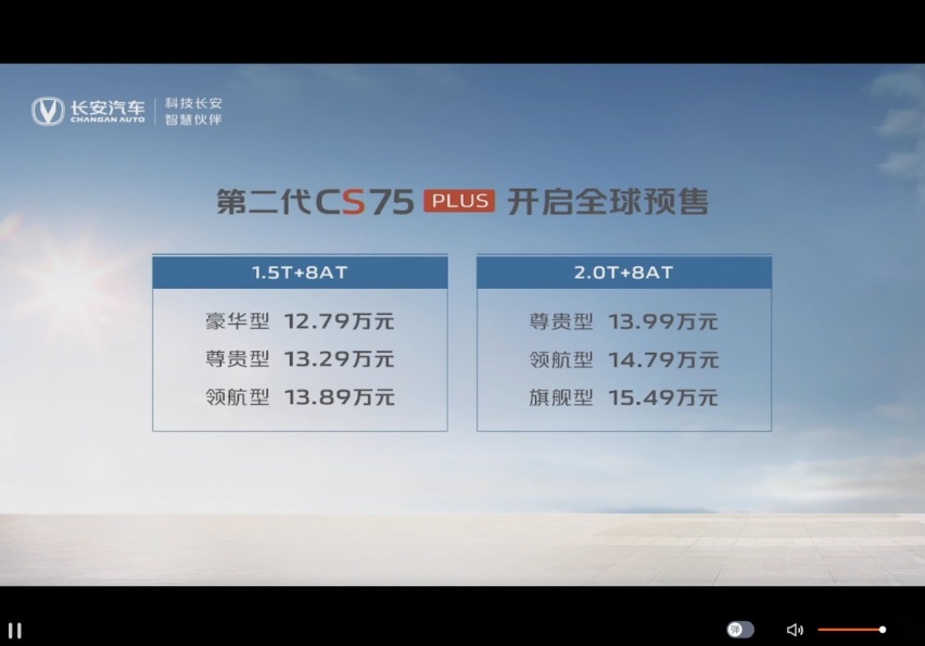 12.79万元起！新款长安CS75PLUS正式开启预售！