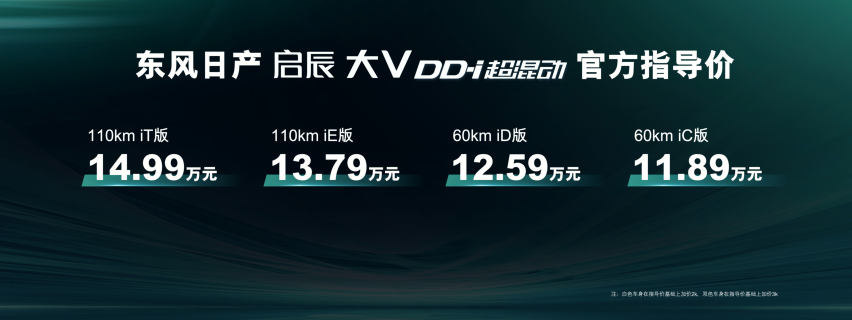 启辰大V DD-i超混动小钢炮11.89万元-14.99万元上市
