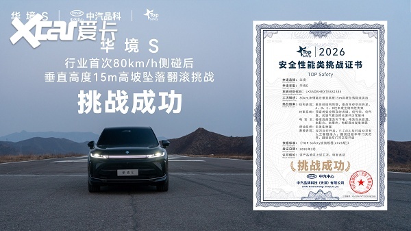 1774595948284644.png 华境S挑战行业首次侧碰+⾼坡翻滚 刷新安全标杆