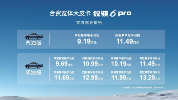 郑州日产锐骐6 Pro：性能升级，9.19万起，驾驭未来