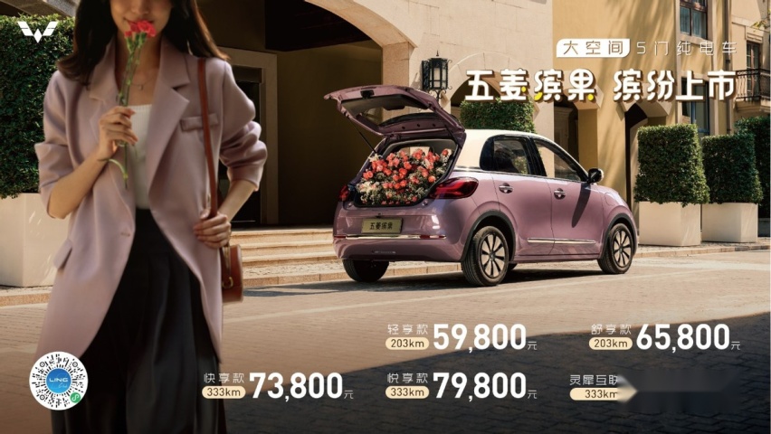 仅售5.98万元起 大空间五门纯电车五菱缤果正式上市